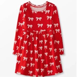 NWOT Hanna Andersson Red Dress with Bow Pattern